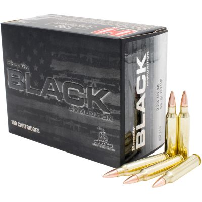 Hornady BLACK, 223 Rem, 55 Grain, Boat Tail Hollow Point, 150 Round Box 80232