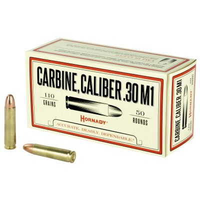 Hornady Custom, 30 Carbine, 110 Grain, Full Metal Jacket, 50 Round Box 8102