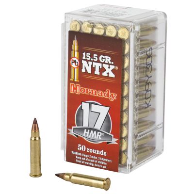 Hornady Varmint Express, 17HMR, 15.5 Grain, NTX, Lead Free, 50 Round Box, California Certified Nonlead Ammunition 83171
