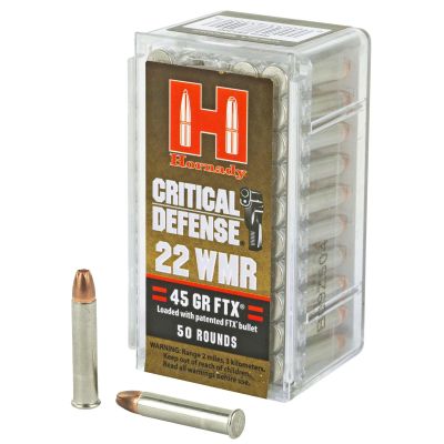 Hornady Critical Defense, 22WMR, 45 Grain, FTX, 50 Round Box 83200