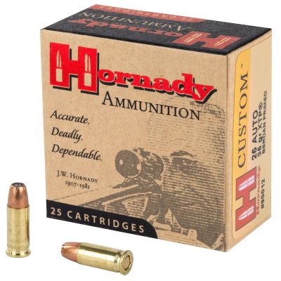 Hornady Custom, Self Defense, 25ACP, 35 Grain, XTP, 25 Round Box 90012
