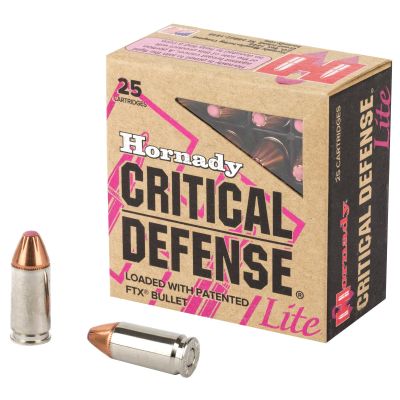 Hornady Critical Defense Lite, 9MM, 100 Grain, Flex Tip, 25 Round Box 90240