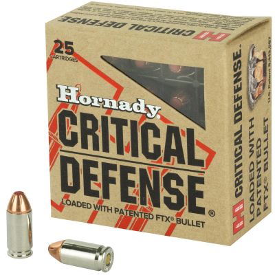 Hornady Critical Defense, 9MM Makarov, 95 Grain, FTX, 25 Round Box 91000