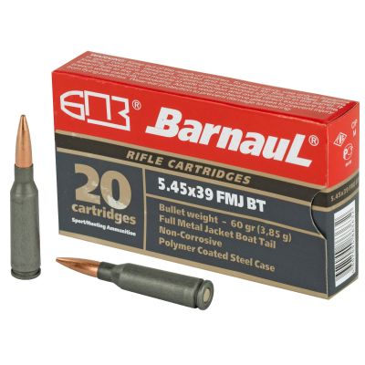 Barnaul Ammunition 5.45x39, 60gr, Full Metal Jacket, Steel Polycoated Case, 20 Round Box Brn545x39fmj60