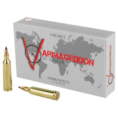 NOSLER Varmageddon, 22-250 Remington, 55 Grain, Flat Base Tipped, 20 Round Box 65155