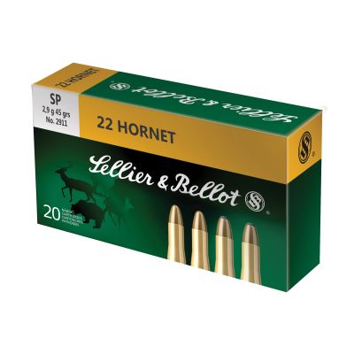 Sellier & Bellot Rifle, 22 Hornet, 45 Grain, Soft Point, 20 Round Box SB22HB