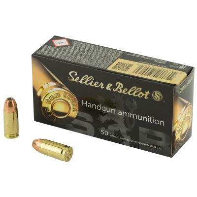 Sellier & Bellot Pistol, 9MM, 115 Grain, Jacketed Hollow Point, 50 Round Box SB9C
