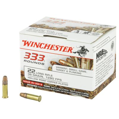 Winchester Ammunition Rimfire, 22LR, 36 Grain, Hollow Point, 333 Round Brick 22LR333HP