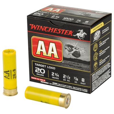 Winchester Ammunition AA Target Load, 20 Gauge, 2.75", #8, .875oz, Shotshell, 25 Round Box AA208