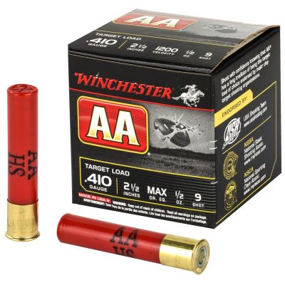 Winchester Ammunition AA Target Load, 410 Gauge, 2.5", #9, .5 oz, Shotshell, 25 Round Box AA419