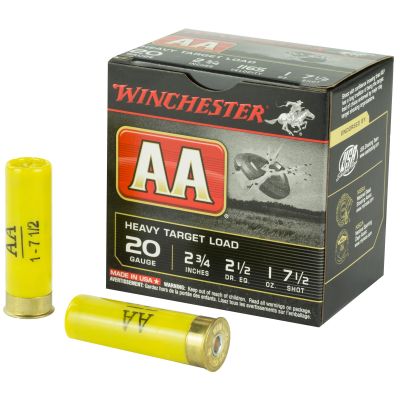 Winchester Ammunition AA Target, 20 Gauge, 2.75", #7.5, 2.5 Dram, 1 oz., Shotshell, 25 Round Box AAH207