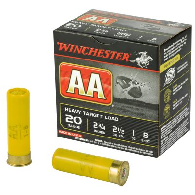 Winchester Ammunition AA Heavy Target Load, 20 Gauge, 2.75", #8, 2.5 Dram 1 oz., Shotshell, 25 Round Box AAH208