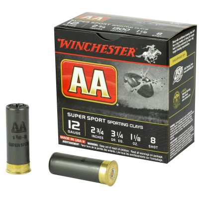Winchester Ammunition AA Supersport Sporting Clay, 12 Gauge, 2.75", #8, 1.125 oz., Shotshell, 25 Round Box AASC128