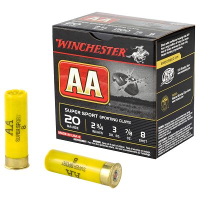 Winchester Ammunition AA Supersport Sporting Clay, 12 Gauge, 2.75", #8, .875 oz, Shotshell, 25 Round Box AASC208