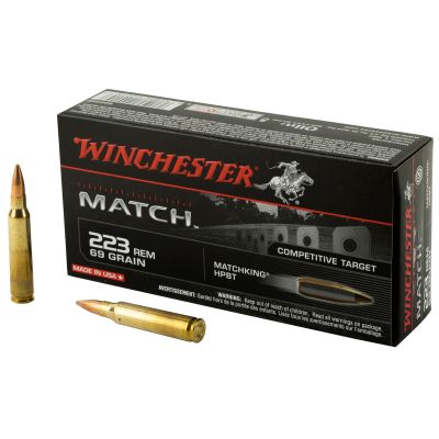 Winchester Ammunition Match, 223 Rem, 69 Grain, Boat Tail, Hollow Point, 20 Round Box S223M2