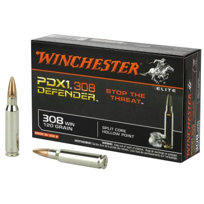 Winchester Ammunition Defender, PDX1, 308WIN, 120 Grain, Split Core Hollow Point, 20 Round Box S308PDB