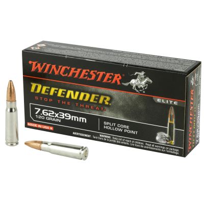 Winchester Ammunition Defender, PDX1, 762X39, 120 Grain, Split Core Hollow Point, 20 Round Box S76239PDB
