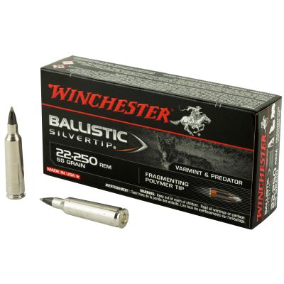 Winchester Ammunition Supreme, 22-250, 55 Grain, Supreme Ballistic Silvertip, 20 Round Box SBST22250B