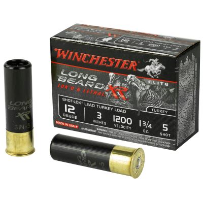 Winchester Ammunition Long Beard XR, 12 Gauge, 3" Chamber, #5, 1.75 oz, Shotshell Shot-Lok with Lead Shot, 10 Round Box STLB1235