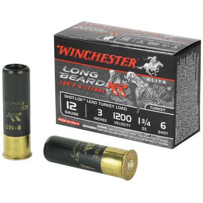Winchester Ammunition Long Beard XR, 12 Gauge, 3" Chamber, #6, 1.75 oz, Shotshell Shot-Lok with Lead Shot, 10 Round Box STLB1236