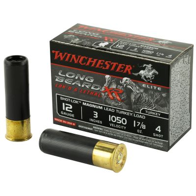 Winchester Ammunition Long Beard XR, 12 Gauge 3", #4, 1-7/8oz, Shot-Lok with Lead Shot, 10 Round Box STLB123M4