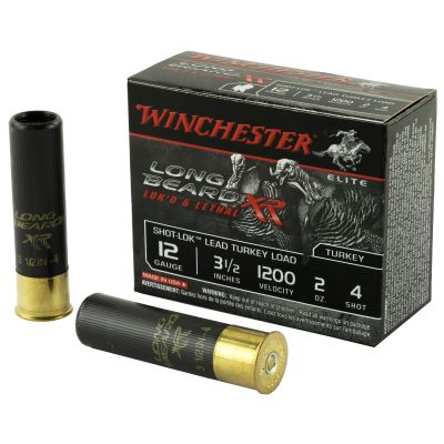 Winchester Ammunition Long Beard XR, 12 Gauge, 3.5" Chamber, #4, 2 oz, Shotshell Shot-Lok with Lead Shot, 10 Round Box STLB12L4