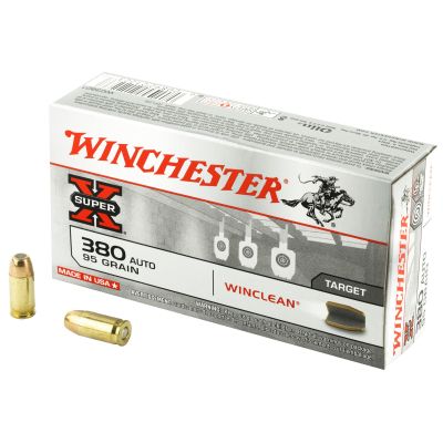 Winchester Ammunition Super X Winclean, 380ACP, 95 Grain, Brass Enclosed Base Clean, 50 Round Box WC3801