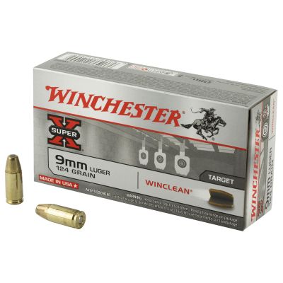 Winchester Ammunition Super X Winclean, 9MM, 124 Grain, Brass Enclosed Base Clean, 50 Round Box WC92