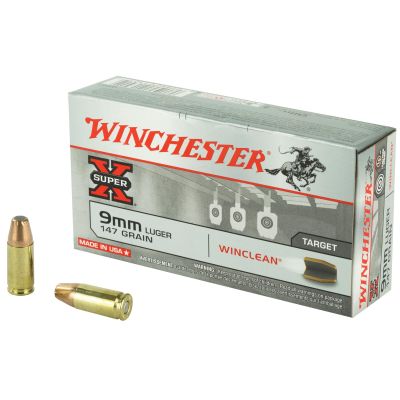 Winchester Ammunition Super X Winclean, 9MM, 147 Grain, Brass Enclosed Base Clean, 50 Round Box WC93