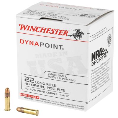 Winchester Ammunition Dynapoint, 22LR, 40 Grain, Copper Plated Hollow Point, 500 Round Brick WD22LRB