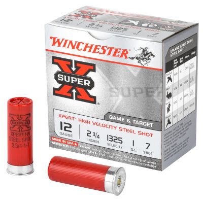 Winchester Ammunition Xpert, 12 Gauge, 2.75", #7, 1oz, Steel Shot, Lead Free, 25 Round Box, California Certified Nonlead Ammunition WE12GT7