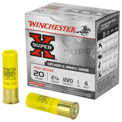 Winchester Ammunition Super-X, 20 Gauge, 2.75" Chamber #6, 2 3-4 Dram, 1 oz., Shotshell, 25 Round Box X206