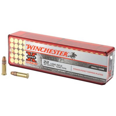 Winchester Ammunition Super-X, 22LR, 40 Grain, Power Point Round Nose, Copper Plated, 100 Round Box X22LRPP1