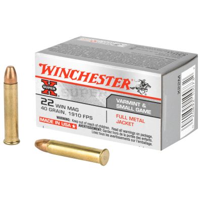 Winchester Ammunition Super-X, 22 WMR, 40 Grain, Full Metal Jacket, 50 Round Box X22M