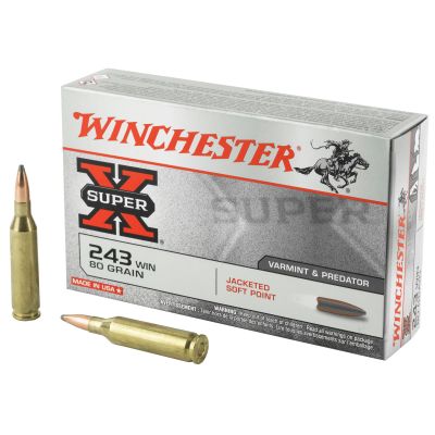 Winchester Ammunition Super-X, 243WIN, 80 Grain, Jacketed Soft Point, 20 Round Box X2431