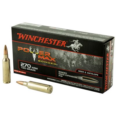 Winchester Ammunition Power Max Bonded, 270 WSM, 130 Grain, Bonded Protected Hollow Point, 20 Round Box X270SBP