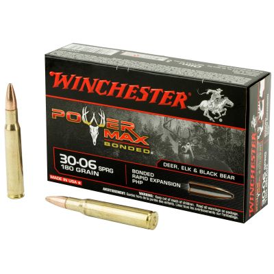 Winchester Ammunition Power Max Bonded, 30-06, 180 Grain, Bonded Protected Hollow Point, 20 Round Box X30064BP