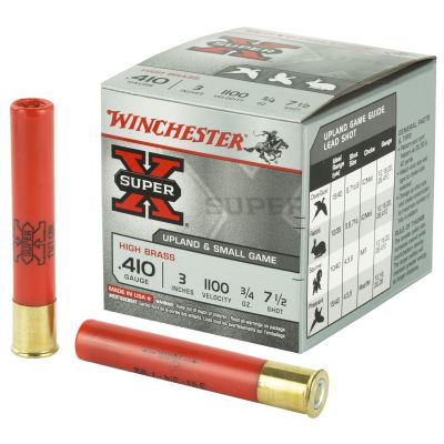 Winchester Ammunition Super-X, 410 Gauge, 3", #7.5, 0.75 oz., Shotshell, 25 Round Box X413H7