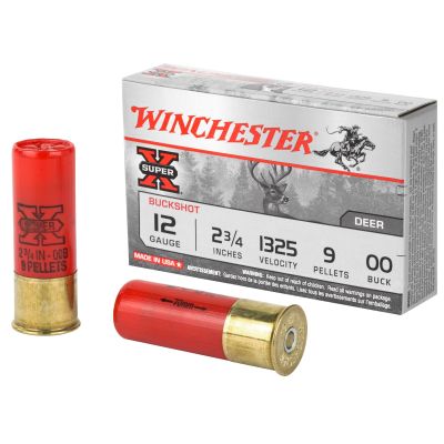 Winchester Ammunition Super-X, 12 Gauge, 2.75", 00 Buck, Buckshot, 9 Pellets,5 Round Box XB1200
