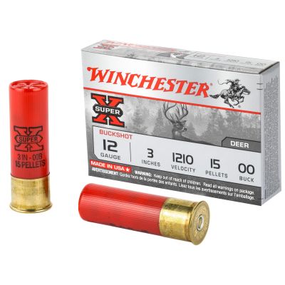 Winchester Ammunition Super-X, 12 Gauge, 3", 00 Buck, Buckshot, 15 Pellets, 5 Round Box XB12300