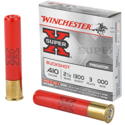 Winchester Ammunition Super-X, 410 Gauge, 2.5", 000 Buckshot, 3 Pellets,5 Round Box XB41000