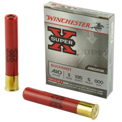 Winchester Ammunition Super-X, 410 Gauge, 3", 000 Buckshot, 5 Pellets,5 Round Box XB413