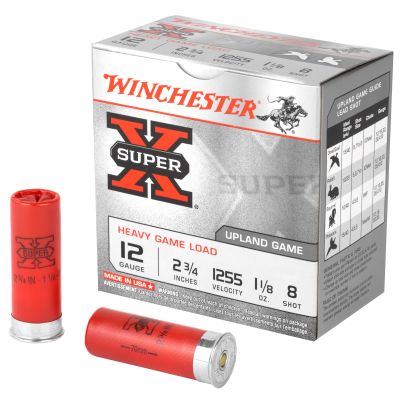 Winchester Ammunition Super-X, 12 Gauge, 2.75", Heavy Game Load, #8, 1.125 oz., Shotshell, 25 Round Box XU12H8