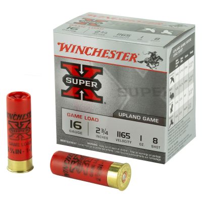 Winchester Ammunition Super-X, 16 Gauge, 2.75", Game Load, #8, 1oz, Shotshell, 25 Round Box XU168
