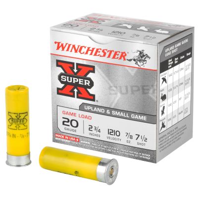 Winchester Ammunition Super-X, 20 Gauge, 2.75", Game Load, #7.5, 0.875oz, Shotshell, 25 Round Box XU207