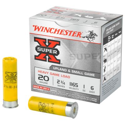 Winchester Ammunition Super-X, 20 Gauge, 2.75", Heavy Game Load, #6, 1 oz., Shotshell, 25 Round Box XU20H6