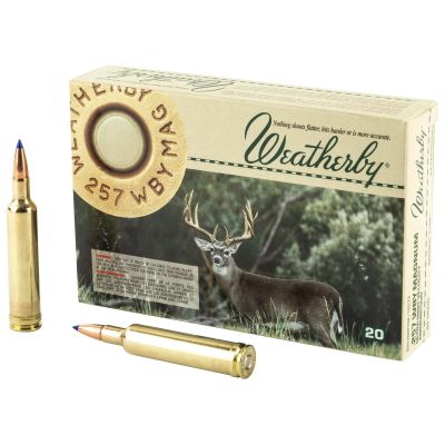 Weatherby Select Plus Ammunition, 257 Weatherby Magnum, 80 Grain, Barnes Tipped Triple Shock X, 20 Round Box, California Certified Nonlead Ammunition B25780TTSX