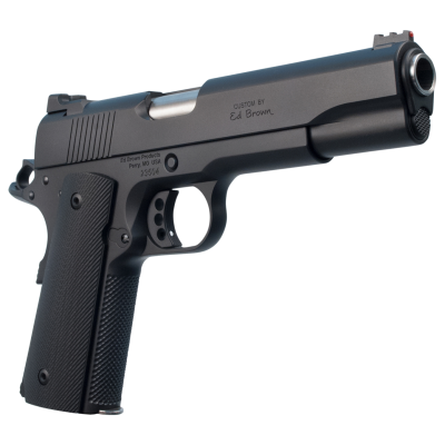 Ed Brown Special Forces 45 ACP 7+1 5" Barrel, Overall Black Gen4 Finish, Textured Beavertail Frame, 5" Government Model Serrated Steel Slide w/Recessed Slide Stop, VZ Grip