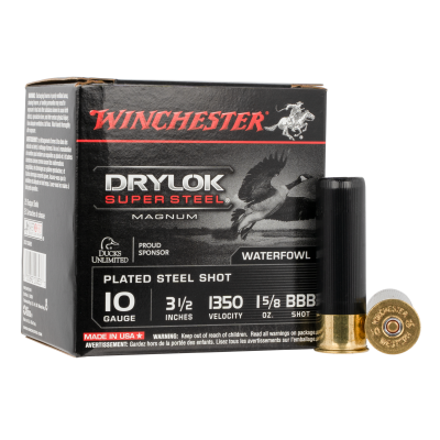 Winchester Ammo Drylock Super Steel 10 Gauge BBB, 3.5in, 1 5/8oz, 25rd Box