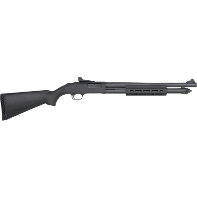 Mossberg 590A1 Tactical 12 Gauge 6+1 3" 18.50" Heavy Cylinder Bore Barrel, Parkerized Finish, Drilled & Tapped Receiver, Ghost Ring Sight, Mil-Spec Construction w/Metal Trigger Guard & Safety, Synthetic Stock w/M-LOK Forend Includes Accu-Set Chokes